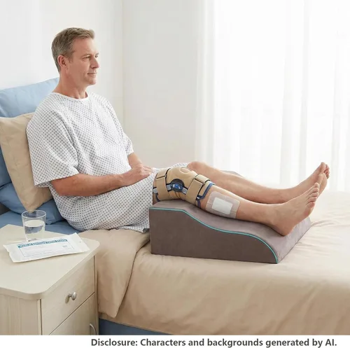 Vista 2 de Almohadas de elevación de piernas, almohada ergonómica de cuña de espuma viscoelástica, almohadas posicionadoras de piernas, cuidado cómodo