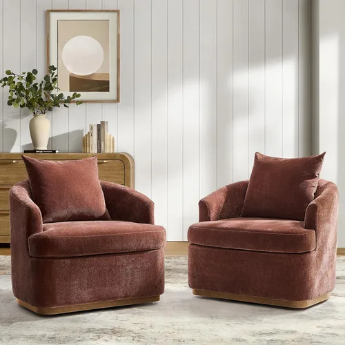 Vista 13 de HULALA HOME Silla giratoria moderna con base de madera maciza, óxido Herrumbre