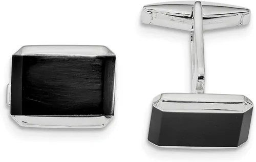 Vista 6 de Gemelos rectangulares de plata de ley 925 para hombre, gemelos de ónix negro, collar de eslabones para hombre, joyería fina para papá, regalos