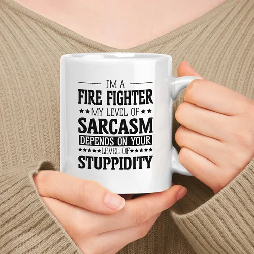 Vista 52 de Taza de cerámica blanca de regalo para Armed Guard de 11 oz y 15 oz - Mi nivel de sarcasmo depende de tu nivel