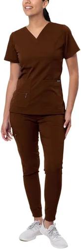 Vista 24 de Adar Pro Scrubs for Women Set - V-Neck & Jogger Cargo Pants, 7 Pockets Blanco