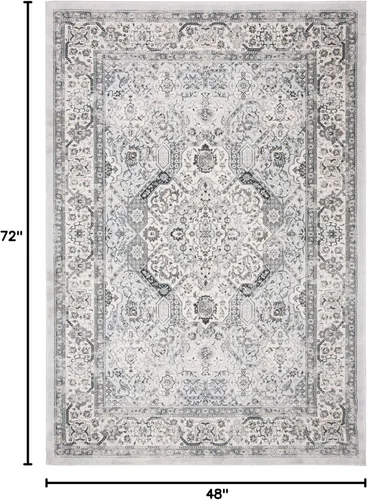 Vista 128 de SAFAVIEH - Colección Isabella, alfombra decorativa - 2'2" x 5', azul y crema, diseño oriental, no desprende pelusa y fácil cuidado, ideal para áreas