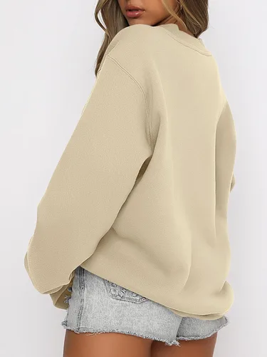 Vista 2 de Caracilia Sudadera de manga larga para mujer, casual, ajuste holgado, cuello redondo, sudadera con capucha 2023 para otoño