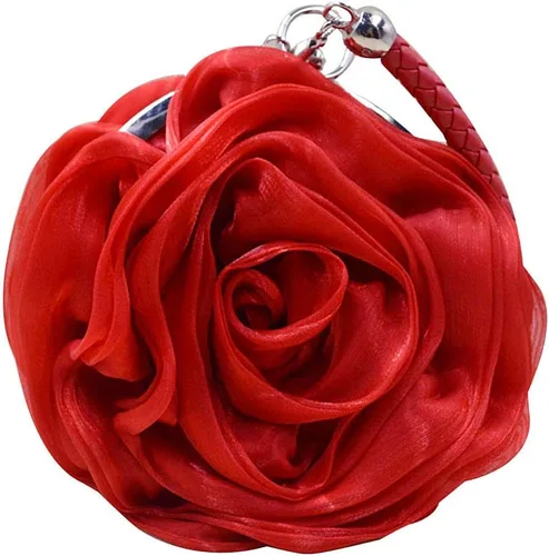 Vista 4 de Buddy - Bolso de mano de satén suave para mujer, con forma de rosa, para boda, fiesta