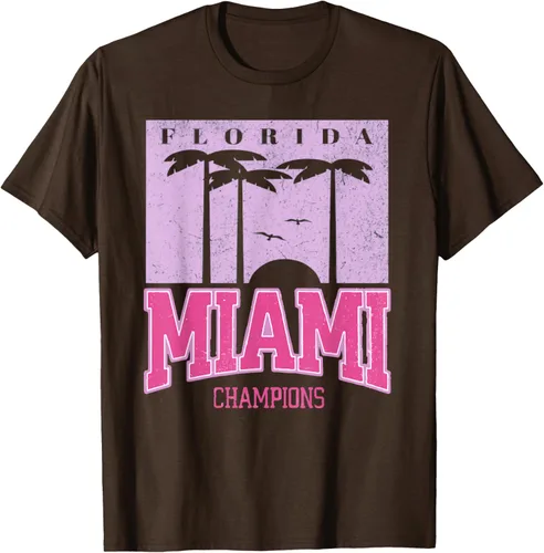 Vista 6 de MIAMI Beach Sunset Camiseta Florida Miami Palm Trees Camiseta Camiseta, Negro