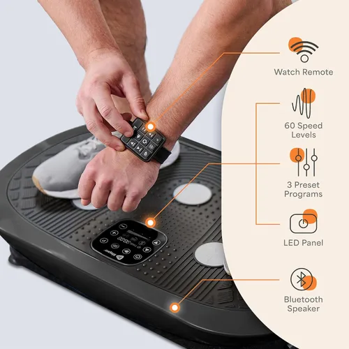 Vista 5 de Lifepro 4D Vibration Plate Exercise Machine — Triple Motor, 7 Presets, 60 Speeds Rumblex Plus/Pro Vibrating Platform with Wrist Remote — Whole Body