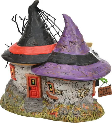 Vista 2 de Department 56 Snow Village Halloween Rachel's Witch Retreat and Spa - Edificio iluminado, 8.58 pulgadas, multicolor