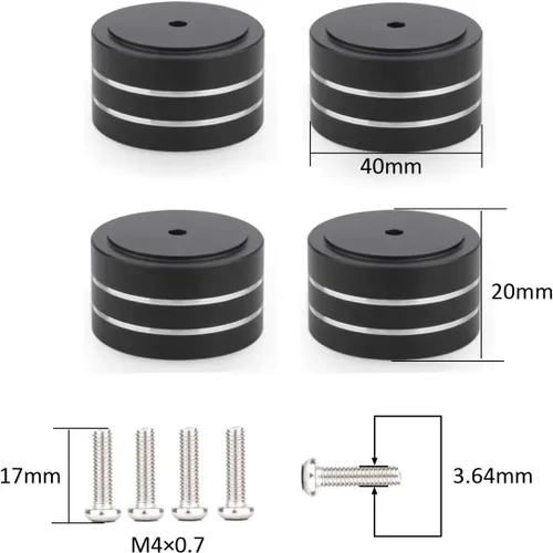 Vista 2 de Tertullus 4 pies de aislamiento de altavoz de alta fidelidad de 1.575 x 0.787 in de aluminio para tocadiscos, subwoofers, amplificador, dispositivos
