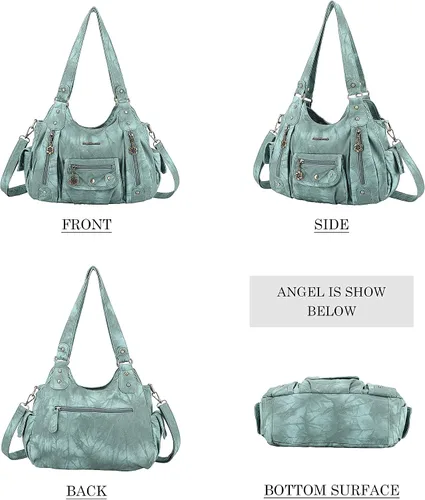 Vista 3 de Angel Barcelo Bolsos de cuero sintético para mujer, bolso de hombro, a la moda, bolsas para niñas