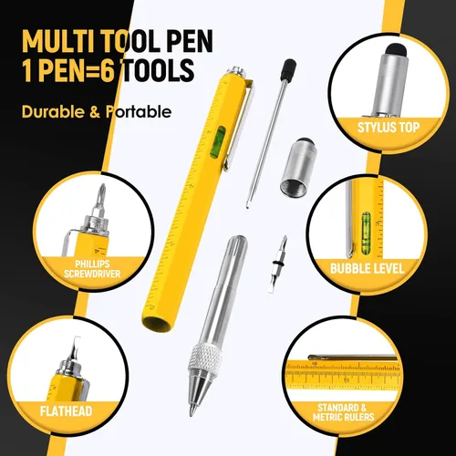 Vista 2 de BIIB Bolígrafo multiherramienta 6 en 1, regalos para hombre, para papá, novio, marido, aniversario, cumpleaños, día del padre, regalo para hombres