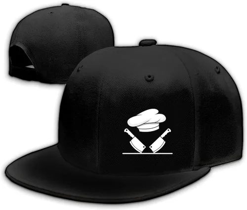 Vista 13 de Gorra de chef plana para hombre, divertida, doble cuchillos, cocina, ajustable, gorra de béisbol para mujer