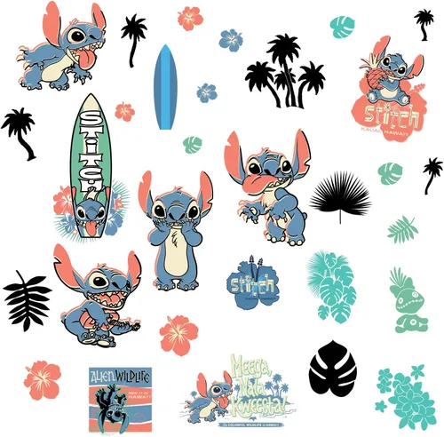 Vista 3 de Calcomanías para pared de RoomMates Disney Stitch Surf's Up (despegar y pegar) de RoomMates, RMK5367SCS