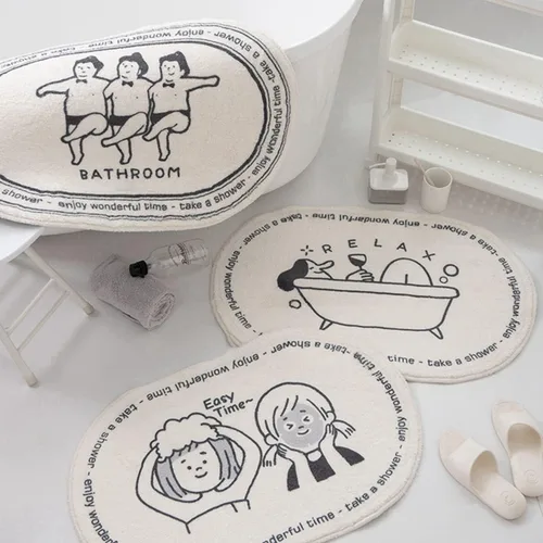 Vista 4 de Tapetes de baño ultra suaves y acogedores de dibujos animados, tapete de baño para sala de estar, tapete de baño antideslizante para puerta