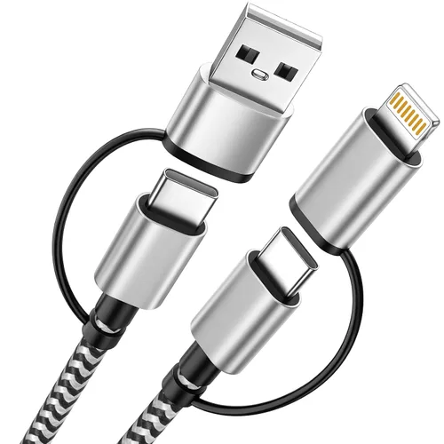 Vista 15 de MPATIBY - Cable de carga múltiple, doble tipo C Cable de carga de nailon trenzado 3 en 1 con puertos IP/tipo C para teléfonos