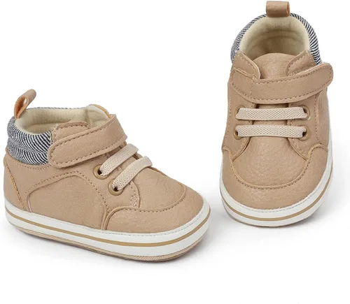 Vista 4 de COSANKIM Zapatos deportivos para bebé niño y niña, zapatos de tobillo altos, antideslizantes, suela suave, zapatos de cuna para niños pequeños