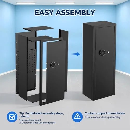 Vista 7 de Caja fuerte de 8-10 armas para seguridad del hogar, caja fuerte para rifles y pistolas - Teclado digital de acceso rápido Caja fuerte de fácil
