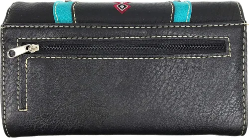 Vista 4 de Zelris Turquesa Concho Peacock Feather Mujeres Crossbody Muñeca Trifold Wallet