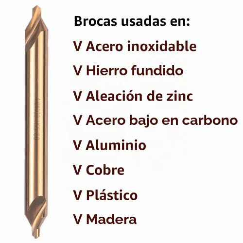 Vista 5 de Juego de 5 brocas centrales largas de cobalto, acero de alta velocidad M35, ángulo de 60 grados, longitud total de 4 pulgadas, herramientas