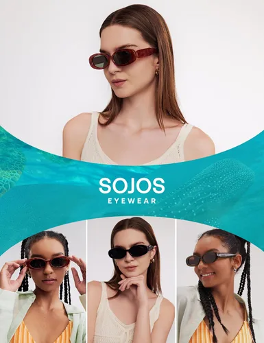 Vista 7 de SOJOS Ocean Collection - Lentes de sol polarizados ovalados retro para mujeres y hombres, marco de plástico reciclado vintage, ecológicos, luz solar