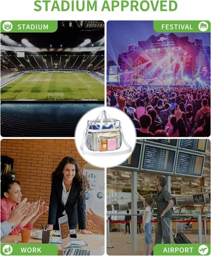 Vista 93 de MAY TREE Bolsa transparente para eventos en estadios de 12 x 6 x 12 pulgadas, bolsa de almuerzo transparente con correas reforzadas para trabajo