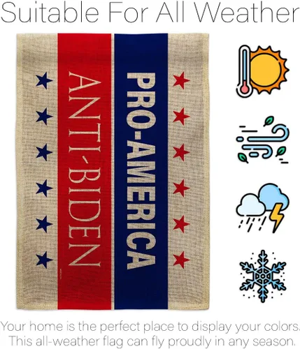 Vista 5 de Bandera de la casa de arpillera anti Biden de Estados Unidos, presidente político, demócrata, republicano, fiesta del té de Estados Unidos, pancarta