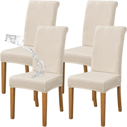 Vista 23 de FORCHEER Juego de 4 fundas para sillas de comedor para comedor, fundas elásticas para sillas de comedor y cocina, lavables y extraíbles