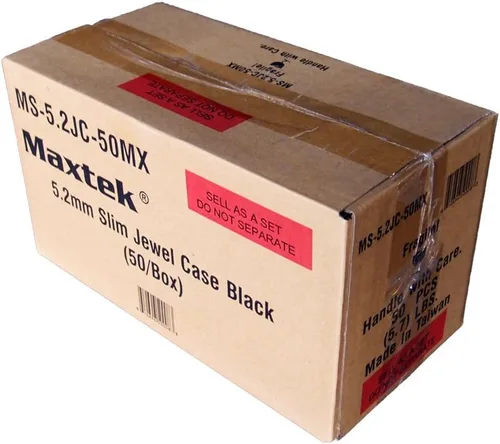 Vista 3 de Maxtek Estuche para CD transparente ultradelgado de 0.205 in con bandeja negra integrada, paquete de 50 unidades.