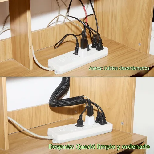 Vista 6 de Funda para Cables de 1/2" x 3.05m Negra/Blanca - Protege los Cables de las Mascotas y Organiza los Alambres - Estilo Moderno - Material de Poliéster