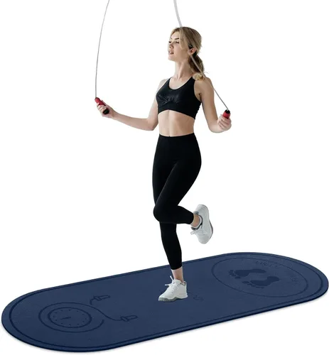 Vista 9 de Tapete para Saltar la Cuerda 71"/63"x24" Más Grande Antideslizante Interior Exterior Tapete de Ejercicio Fitness, Alta Densidad Entrenamiento