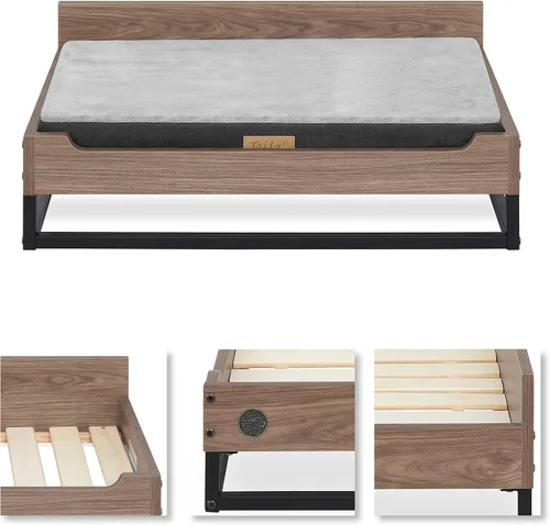 Vista 6 de Milo - Cama elevada de madera para perros con colchón de espuma suave, tamaño pequeño