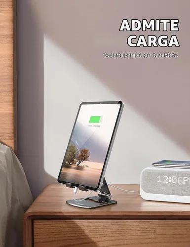 Vista 3 de Lamicall - Soporte ajustable para tableta portátil - Soporte plegable para teléfono, rotación de 360°, montaje de escritorio para tabletas