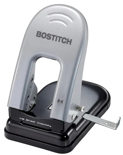 Vista 9 de Bostitch Office EZ Squeeze Reduced Effort Perforadora de 2 agujeros, 2 hojas, mango de bloqueo, color plateado (231)