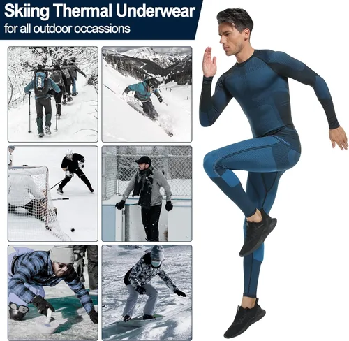 Vista 3 de UNIQUEBELLA - Ropa interior térmica para hombre con calzoncillos largos y forro polar de secado rápido y capa de base térmica