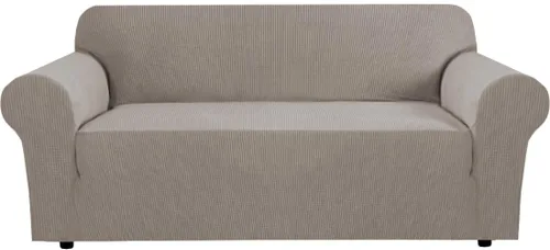 Vista 41 de H.VERSAILTEX Funda elástica para sofá, fundas suaves para muebles de 3 cojines, con tela jacquard gruesa a cuadros con parte inferior elástica, sofá