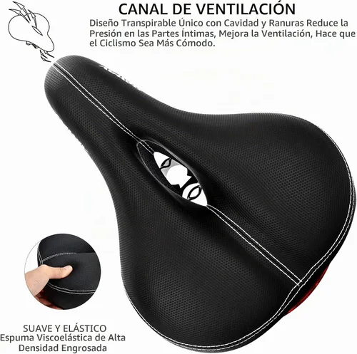 Vista 3 de DAWAY Asiento de bicicleta cómodo para hombres y mujeres - Asiento de bicicleta acolchado con espuma viscoelástica suave, repuesto de sillín
