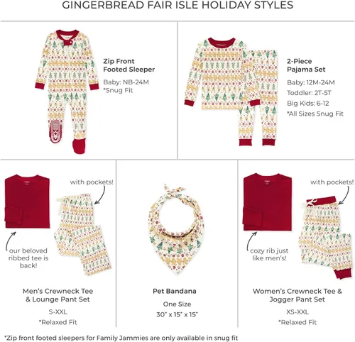 Vista 2 de Burt's Bees Baby Conjuntos de pijamas de Navidad familiares a juego, pijamas de algodón orgánico para niños, niños pequeños, mujeres y adultos