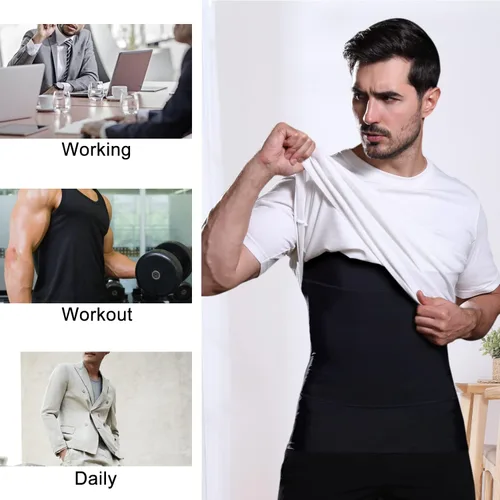 Vista 3 de Mens Slimming Body Shaper Compression Tank Top Undershirt Shapewear