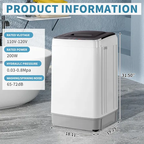 Vista 2 de Winado Lavadora completamente automática, lavadora portátil de carga superior de 17.6 libras con bomba de drenaje, 10 programas de lavado, 8 niveles