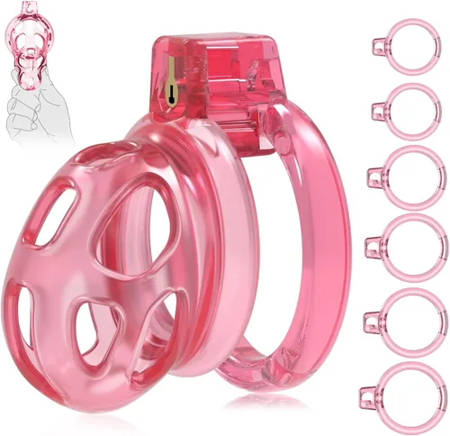 Vista 12 de Dispositivos de Jaula de Castidad Masculina - Jaula de Pene de Silicona Suave y Ligera para Hombre, Cintura de Castidad Transparente con Candado