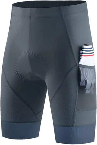 Vista 3 de YKYWBIKE Pantalones cortos acolchados para ciclismo de carretera para hombre con bolsillos antideslizantes en las piernas absorben el sudor