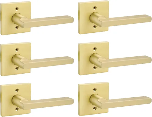 Vista 67 de Goldenwarm Manijas de puerta de oro cepillado para interiores, manijas