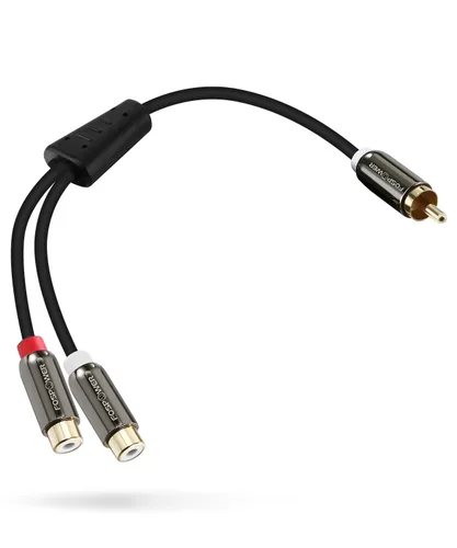 Vista 6 de FosPower 1 RCA macho a 2 RCA hembra adaptador en Y cable de audio (8 pulgadas)