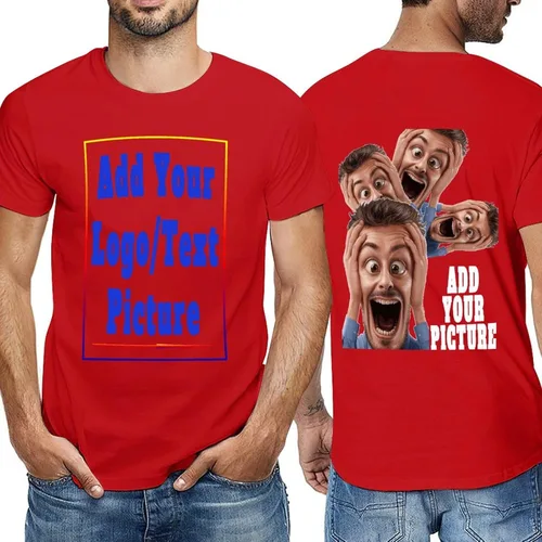 Vista 4 de Custom Personalized Men's Cotton T-Shirts Design Your Own Custom Prints