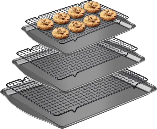 Vista 9 de hunnycook 2P sartenes para pizza antiadherentes - Bandeja redonda de pizza de 12" con agujeros y asa, sartén de pizza de acero al carbono
