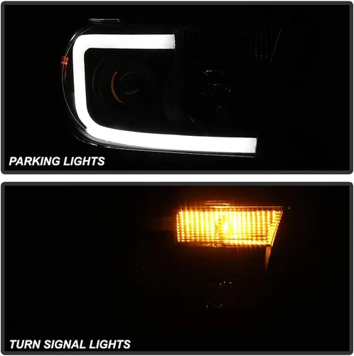 Vista 9 de ACANII - Faros delanteros para Toyota Tundra 2007-2013 con tubo LED ahumado negro estilo de mejora, juego de faros delanteros izquierdo y derecho