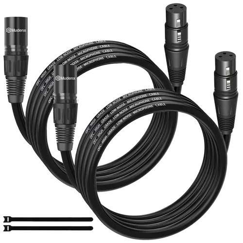 Vista 10 de Paquete de 2 cables XLR cortos de 1.6 pies, cable de micrófono equilibrado XLR macho a hembra de 3 pines, cable de micrófono blindado OFC de 1 pie