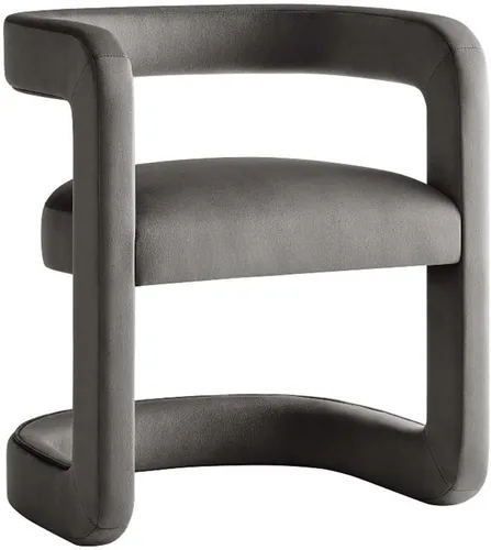 Vista 10 de Modway Winslow Silla de comedor de terciopelo resistente a las manchas en alabastro, sillón de barril con respaldo abierto, silla de comedor