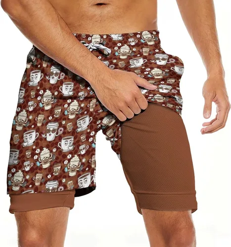 Vista 22 de CHILL·TEK Traje de baño para hombre con forro de compresión de secado rápido 2 en 1, traje de baño para playa