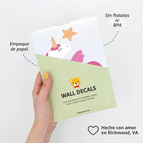 Vista 4 de Teddylabels - Alicorn - Pegatinas de pared fáciles de aplicar y extraíbles: Transforma el dormitorio de tu niño pequeño con decoración de pared