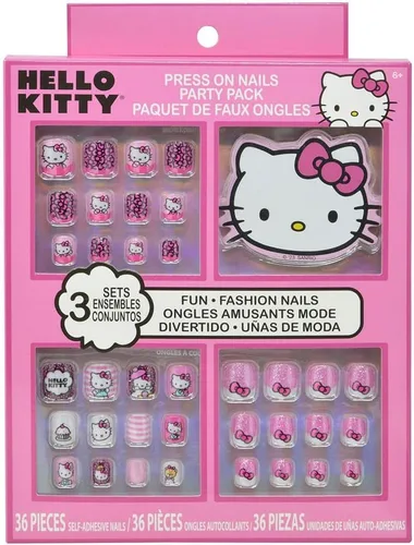 Vista 5 de Hello Kitty Juego de calcomanías de arte de uñas para niñas, paquete con calcomanías, tatuajes, uñas a presión para suministros de fiesta